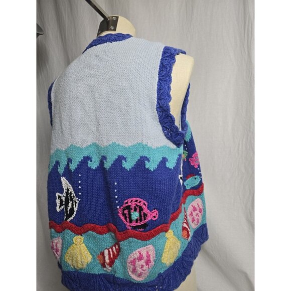 Vintage Star Blue Originals Ocean theme Women's Sweater Size Small sleeveless - Picture 12 of 13